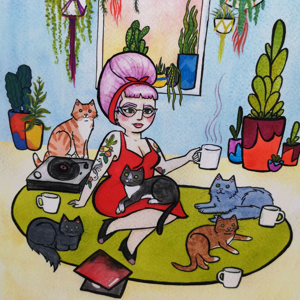 Giclée-Print "Cats and Coffee" Sir Mittens