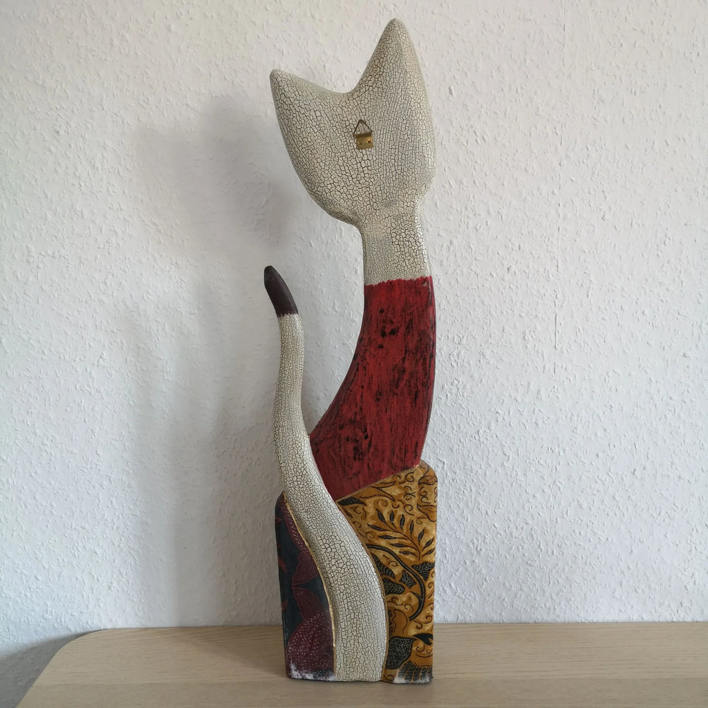 Große Katzenskulptur aus Holz (60 cm) Sir Mittens