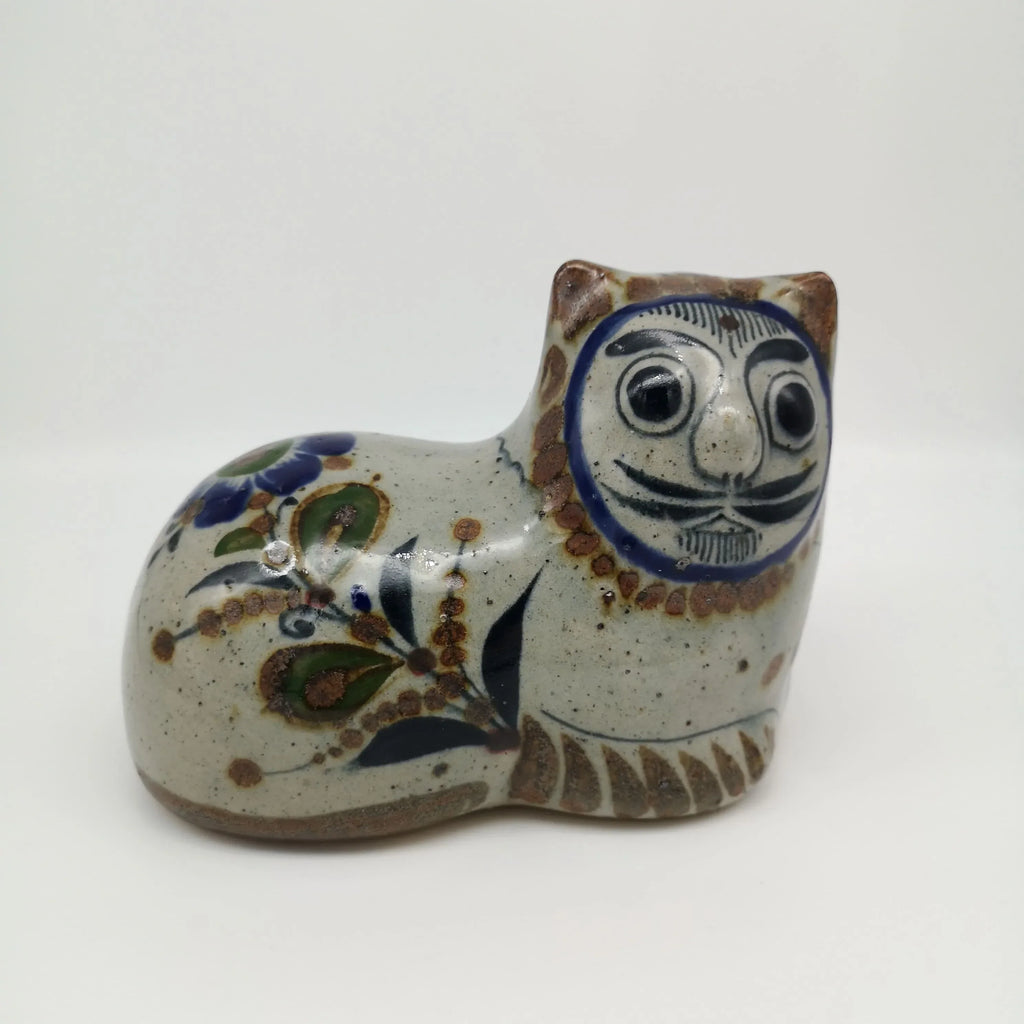 Große mexikanische Tonala-Katze aus Keramik, grau Sir Mittens