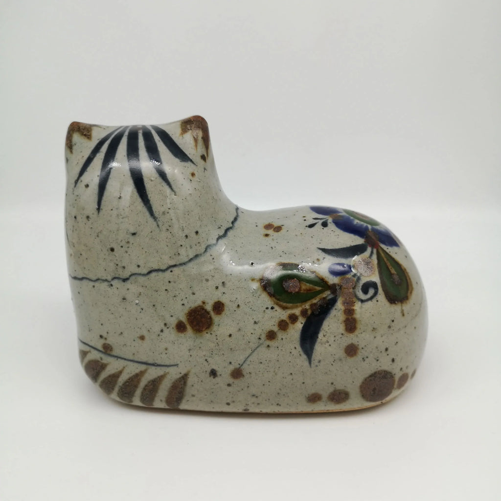Große mexikanische Tonala-Katze aus Keramik, grau Sir Mittens
