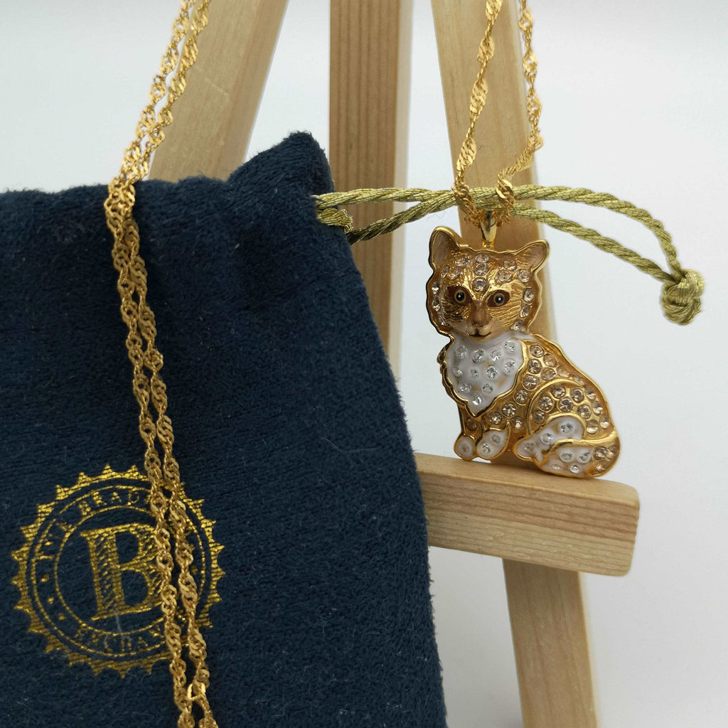 Halskette mit Katzen-Anhänger, 925er Sterling-Silber, Swarovski-Kristalle (Bradford Exchange) Sir Mittens