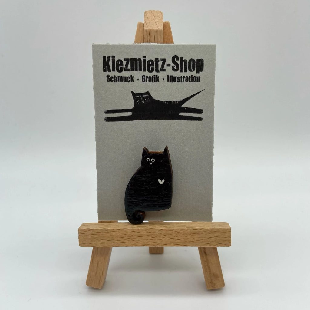 Handbemalte Brosche "Katze" aus Holz, Unikat Sir Mittens