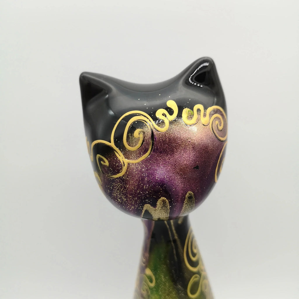 Handbemalte Keramik-Katze mit Signatur Sir Mittens