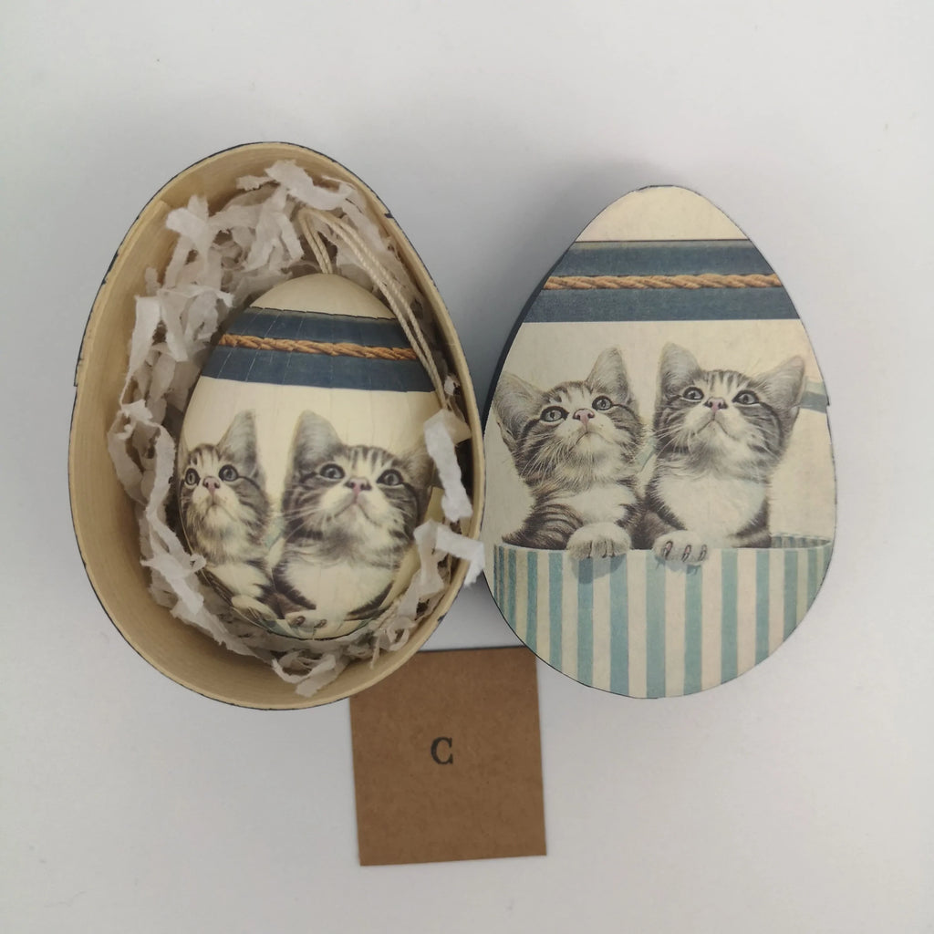 Handgemachte Ostereier mit Katzen und Spandosen, 3 Varianten Sir Mittens