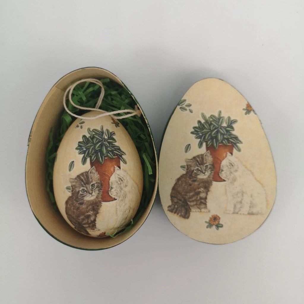 Handgemachte Ostereier mit Katzen und Spandosen, 3 Varianten Sir Mittens