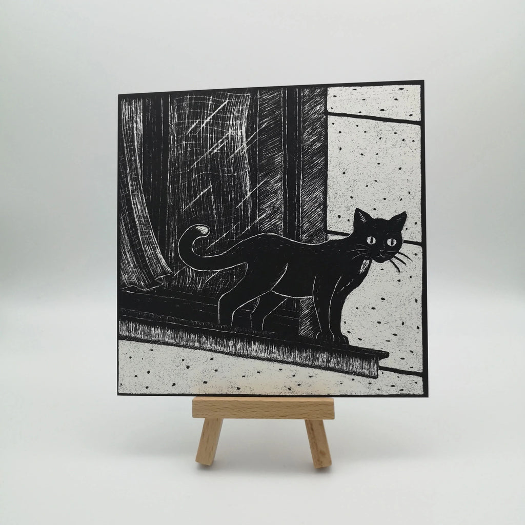 Illustrierte Postkarte "Katze unterwegs" auf Naturpapier, 14,8 x 14,8 cm Sir Mittens