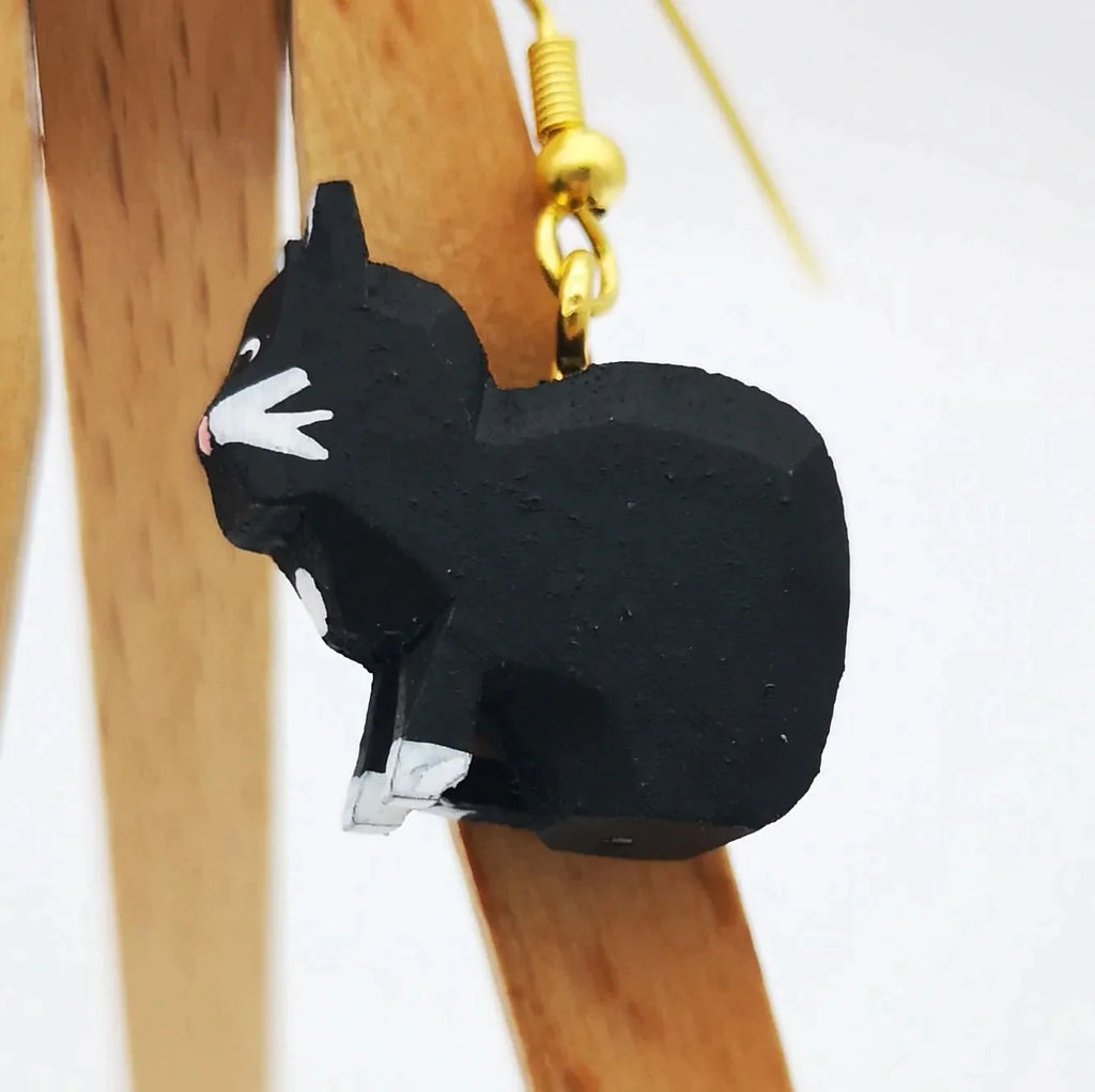 Katzen-Ohrhänger aus Holz, Original Erzgebirge, liebevoll bemalt Sir Mittens