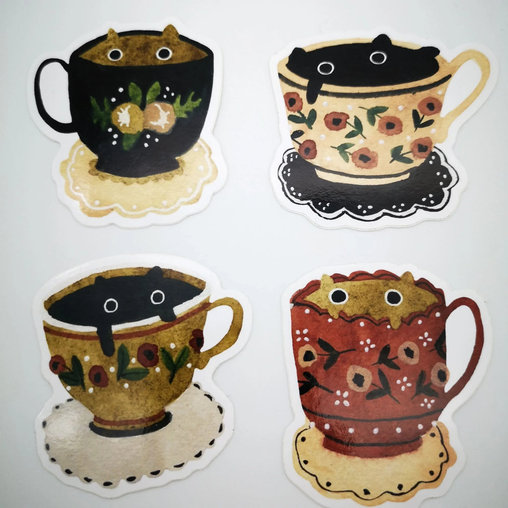 Katzen-Sticker "Tea Cup Cats", Vinyl Sir Mittens