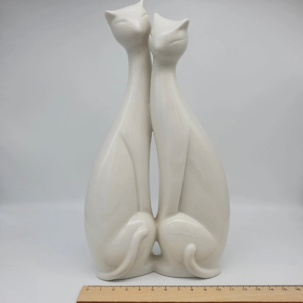 Katzenpaar aus weißem Porzellan, 23 cm Sir Mittens