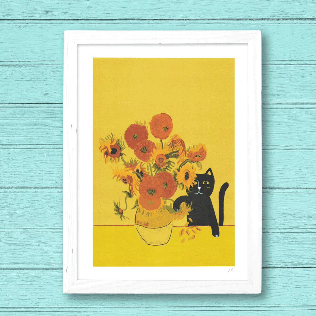 Kunstdruck "Elf Sonnenblumen in einer Vase" (Vincat van Gogh), A4-Print Sir Mittens