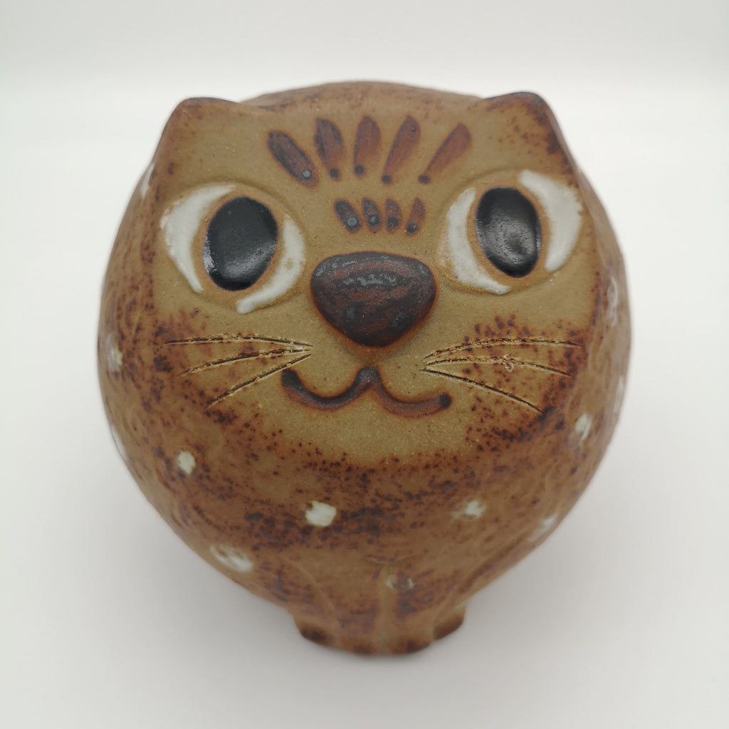 Spardose in Form eines Katzenkopfes aus Keramik