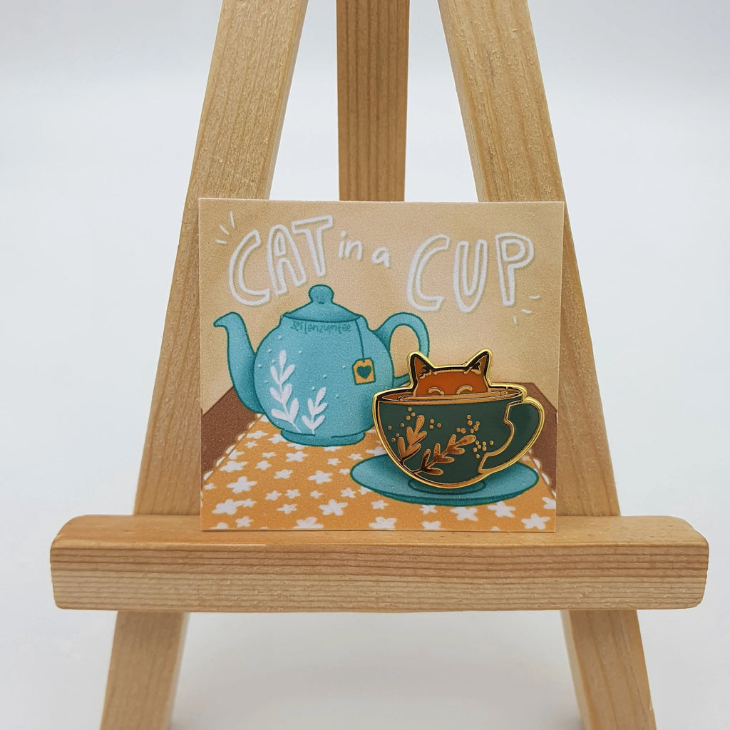 Mini-Pin "Cat in a Cup" aus Emaille Sir Mittens