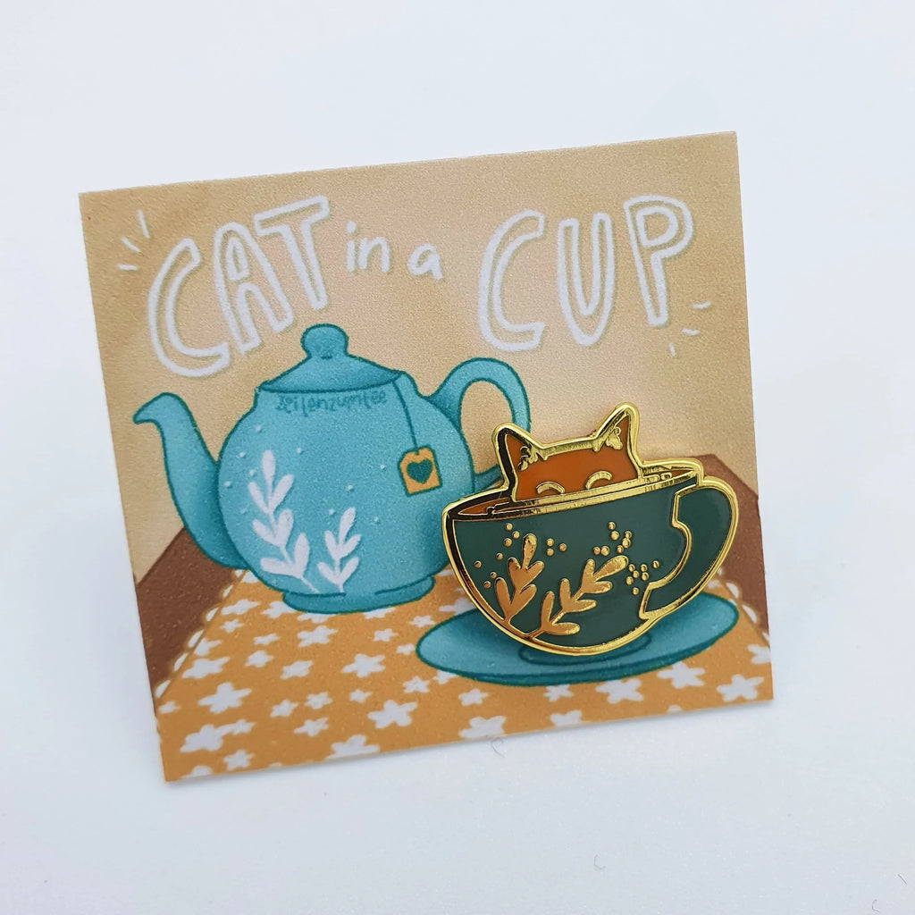 Mini-Pin "Cat in a Cup" aus Emaille Sir Mittens