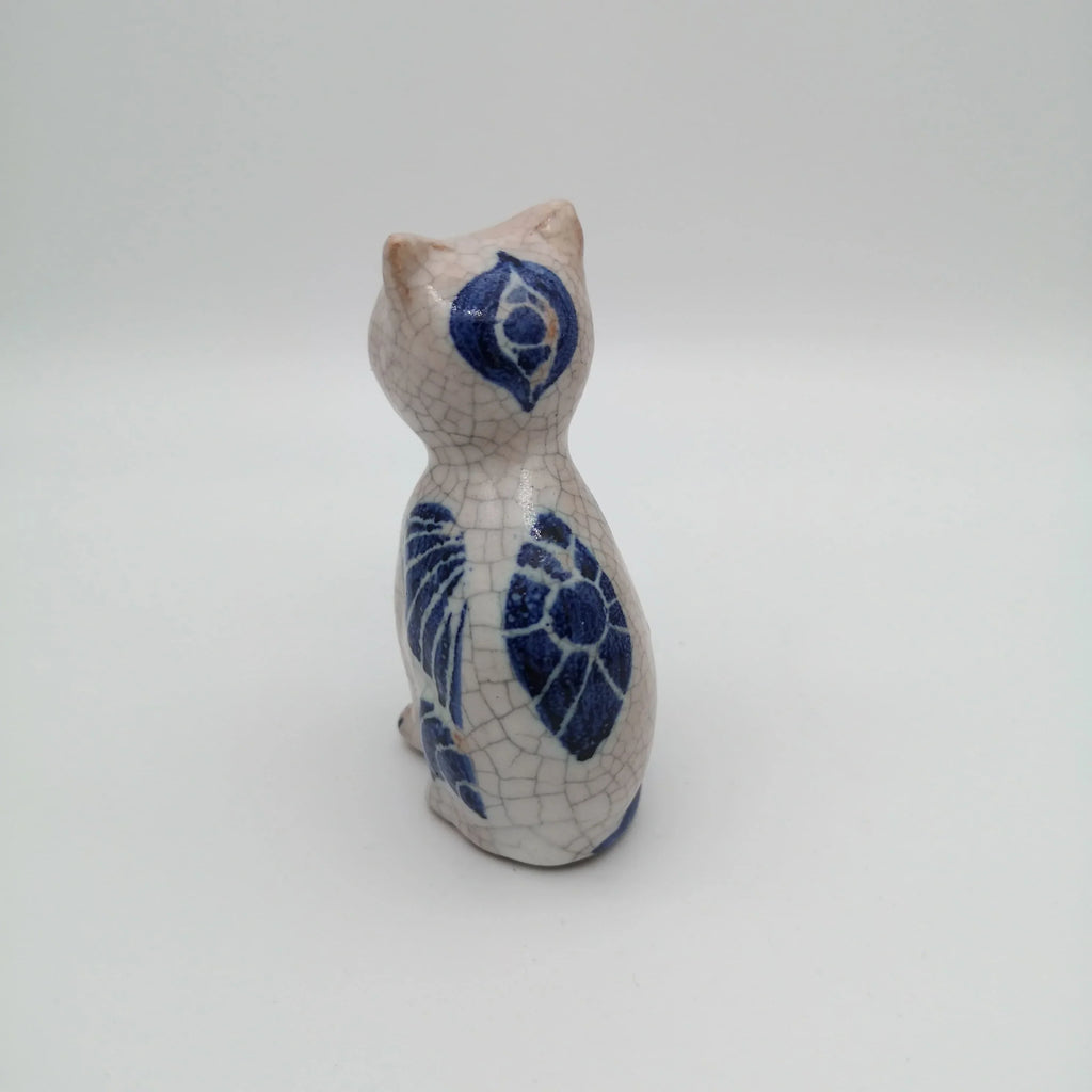 Mosaik-Katze aus Keramik, blau bemalt Sir Mittens
