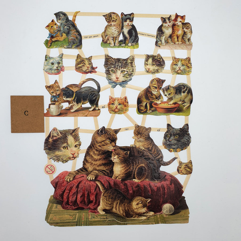 Oblaten-Glanzbilder mit Vintage-Katzen, 6 Varianten Sir Mittens