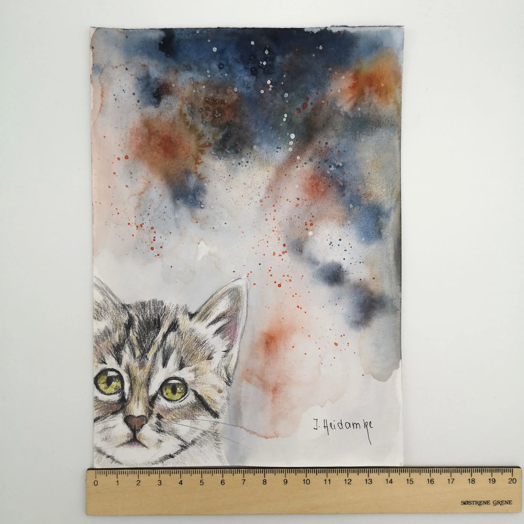 Original-Aquarell "Getigerte Katze", Format 15 x 21 cm Sir Mittens