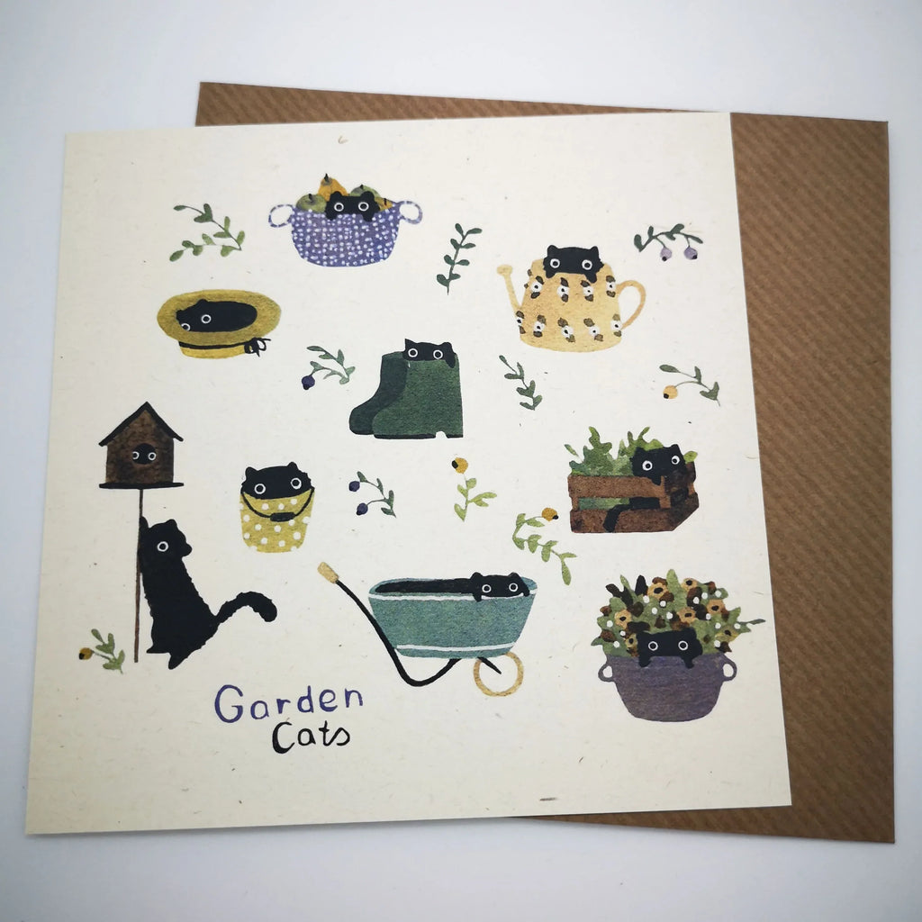 Postkarte "Garden Cats", Birkenholz-Naturkarton Sir Mittens