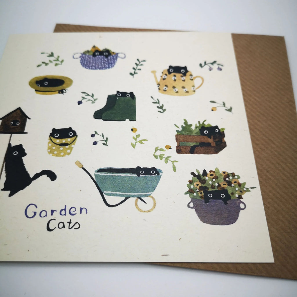 Postkarte "Garden Cats", Birkenholz-Naturkarton Sir Mittens