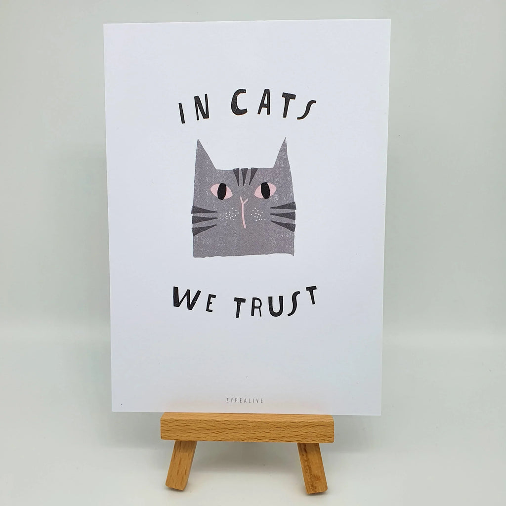 Postkarte "In Cats We Trust" Sir Mittens