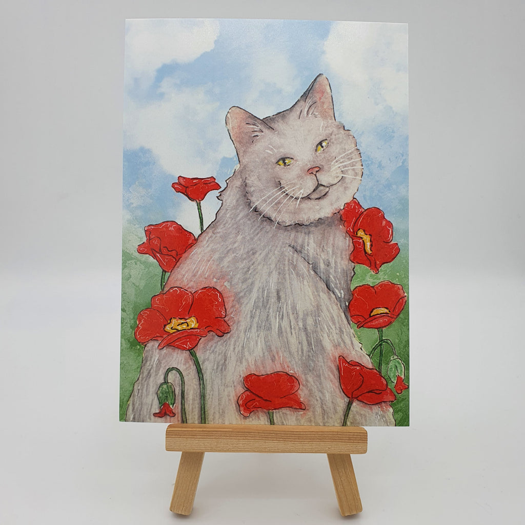 Postkarte "Katze im Mohnblumenfeld" Sir Mittens