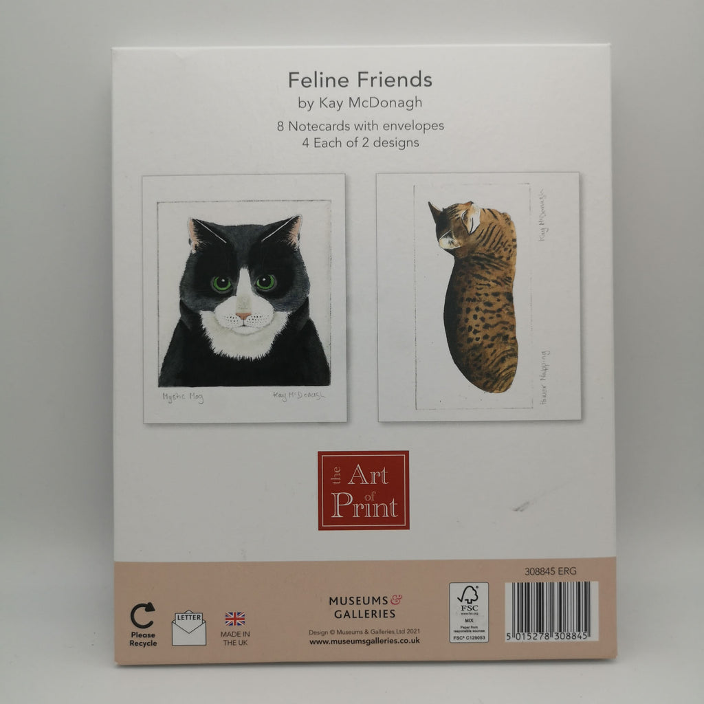 Rückseite eines Postkartensets mit Katzen