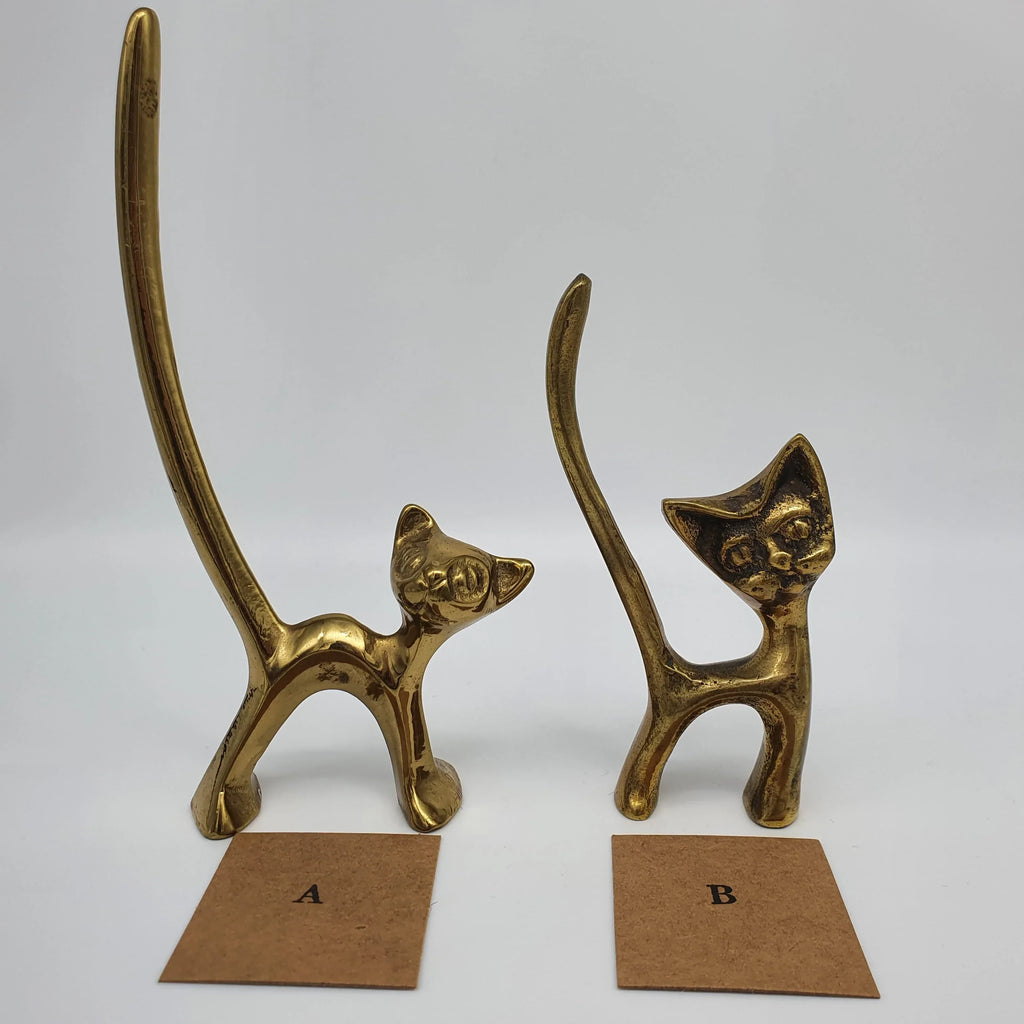 Ringhalter-Katzen mit breiten Standbeinen aus Messing, 2 Varianten Sir Mittens