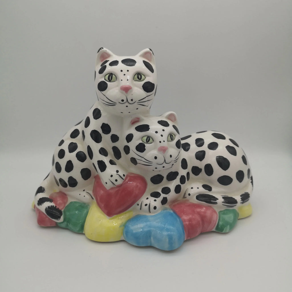 Seltene Spardose "Dalmatinerkatzen mit Herzen", W. Grönemeyer's Porzellan Sir Mittens