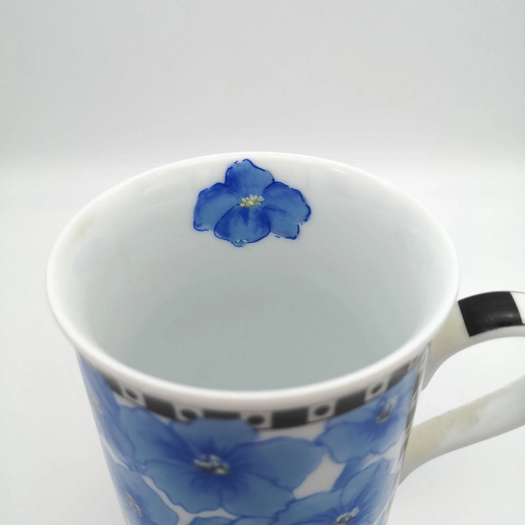 Tasse "Rote Katze mit blauen Blumen" Sir Mittens