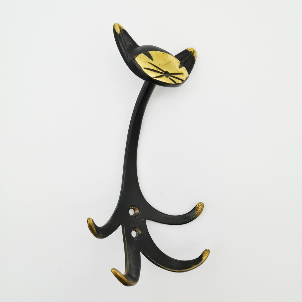 Gold-schwarzer Kleiderhaken in Katzenform