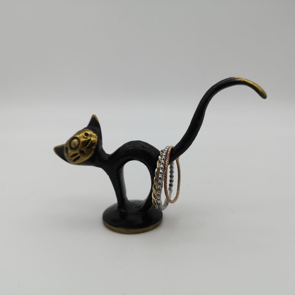 Gold-schwarzer Ringhalter in Form einer Katze