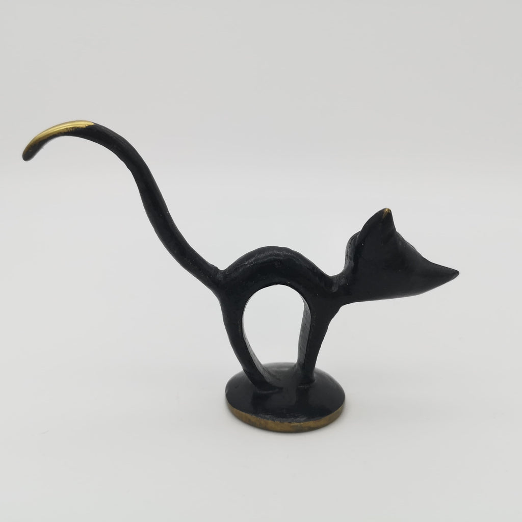 Gold-schwarzer Ringhalter in Form einer Katze