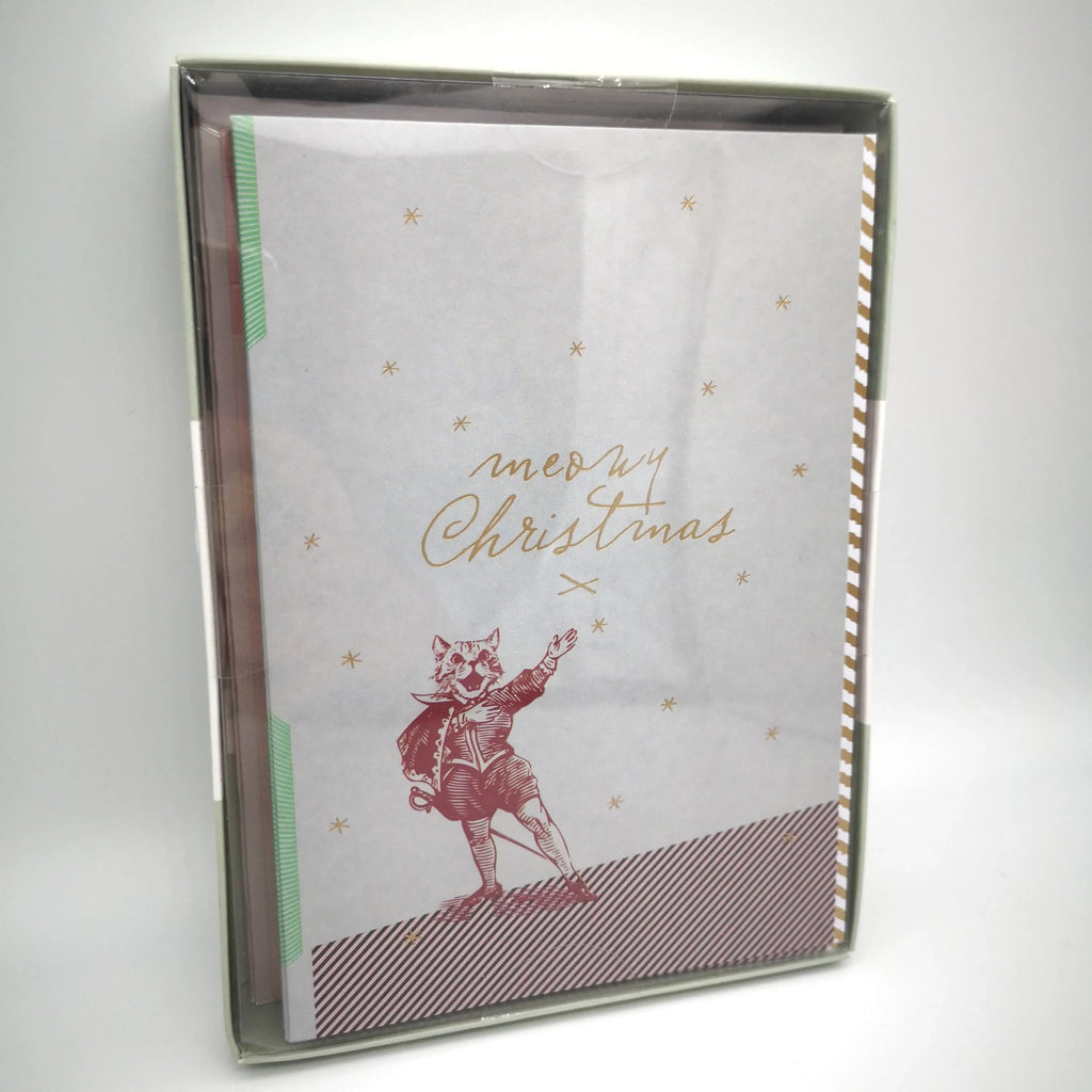 Weihnachtliches Postkartenset mit Briefumschlägen, Katze & Bär Sir Mittens