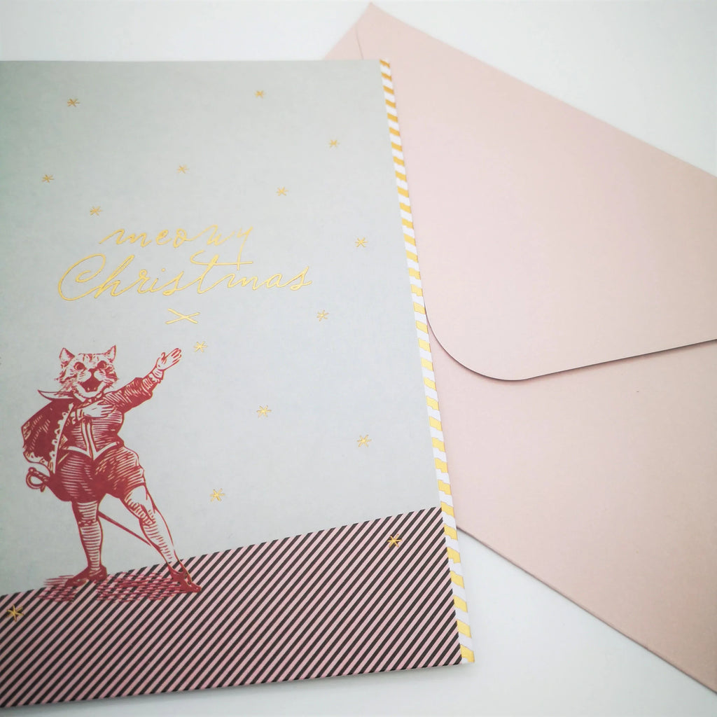 Weihnachtliches Postkartenset mit Briefumschlägen, Katze & Bär Sir Mittens