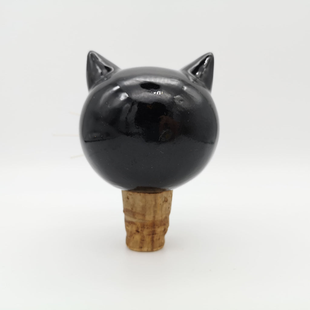 Zierkorken in Form eines Katzenkopfes aus Keramik